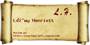 Lőwy Henriett névjegykártya